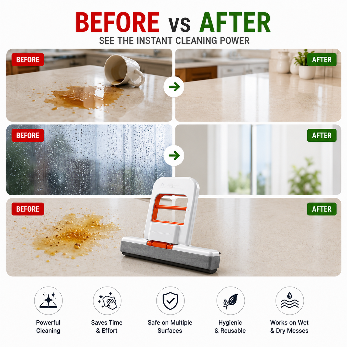 Handheld Mini Sponge Mop – Self-Squeeze Cleaning Mop for Kitchen, Glass & Windows
