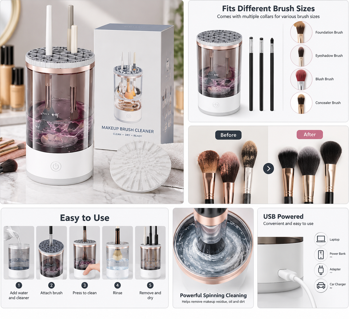 Automatic Makeup Brush Cleaner – Electric USB Brush Washing Machine